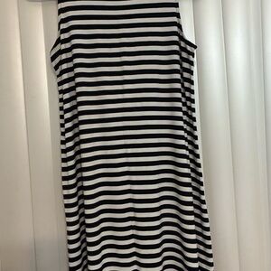 Time and Tru Black and White Striped Midi Dress